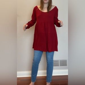 Red Open back babydoll dress/shirt